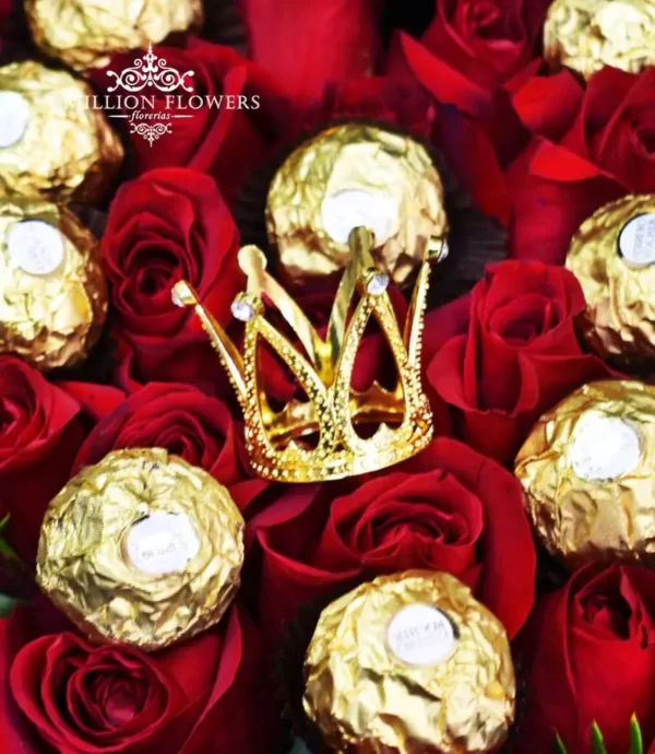 arreglo-floral-the-crown-acercamiento-chocolates